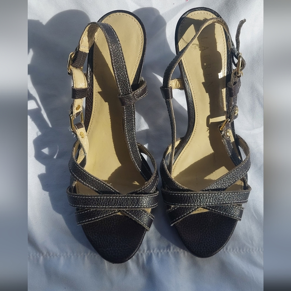 Ralph Lauren Brown Heel Sandal